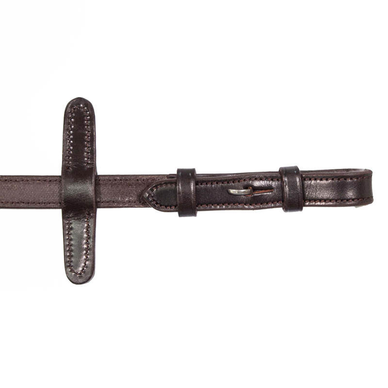 Henry James Small Pimple Hybrid Rubber Reins with Leather Stoppers - Havana Brown-1